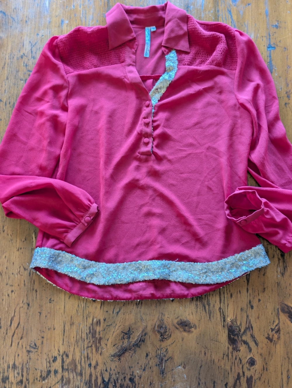 Adiktd Sheer Red Blouse